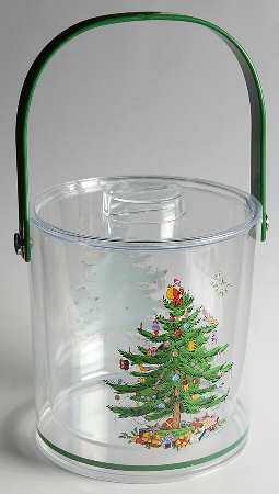 Christmas Tree Acrylic Ice Bucket W/Lid