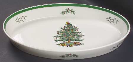 Christmas Tree Large Deep Oval Oven-to-Table Baker