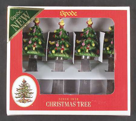 Christmas Tree Individual Canape Knife - Set of 4