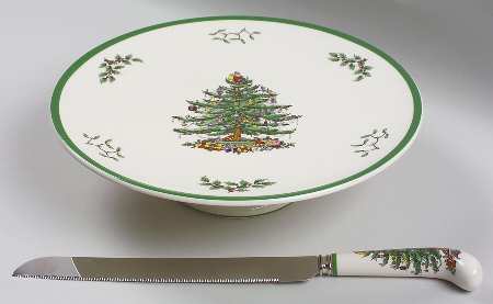 Christmas Tree Cake Plate and Server (Boxed Set)
