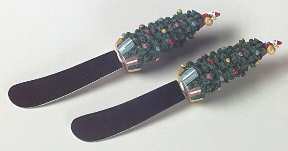 Christmas Tree Individual Canape Knive - Set of 2