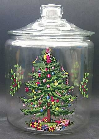 Christmas Tree 7" Glassware Candy Jar & Lid