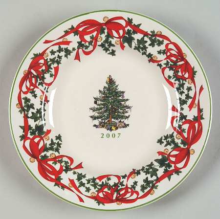 Christmas Tree Red Ribbon Canape Plate