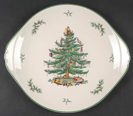 Christmas Tree Handled Cake Plate