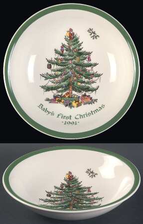Christmas Tree Child's Bowl-Baby's First/Dated