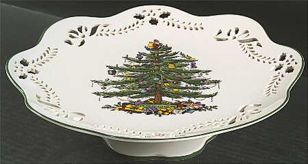 Christmas Tree 11" Diameter Pierced Cake Stand