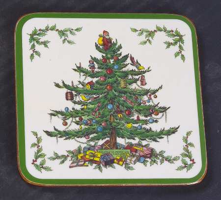 Christmas Tree Cork Back Square Coaster
