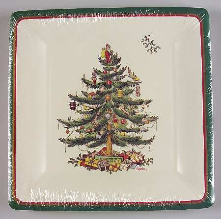 Christmas Tree (Pack of 8) Square Paper Dinner Plate