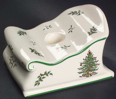 Christmas Tree Sleigh Figural Candlestick