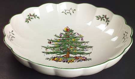 Christmas Tree 12" Round Fluted Dish