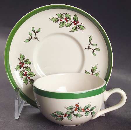 Christmas Tree Flat Demitasse Cup & Saucer Set