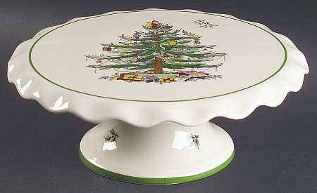 Christmas Tree 11" Diameter Pedestal Cake Stand