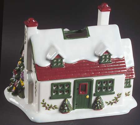 Christmas Tree 2 Piece Figural Cottage Candle House