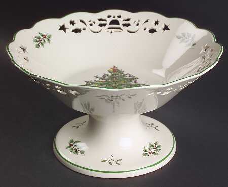 Christmas Tree Pierced Round Compote (Height X Width)