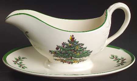 Christmas Tree Gravy Boat with Attached Underplate