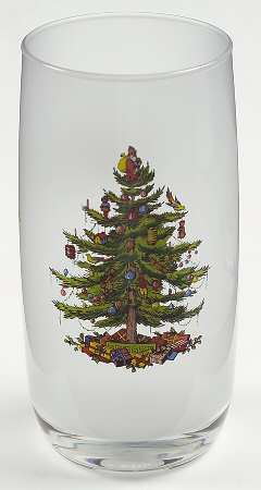 Christmas Tree Frosted Glassware Highball