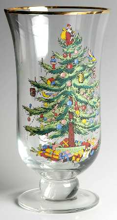 Christmas Tree 9" Glassware Pedestal Hurricane