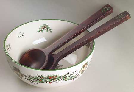 Christmas Tree Salad Set (SB9A & Wood Fork & Spoon Set)
