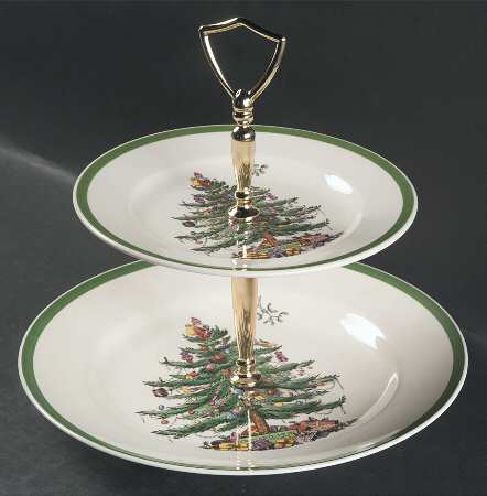 Christmas Tree 2 Tiered Serving Tray (Dinner & Salad Plate)
