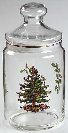 Christmas Tree 7" Glassware Storage Jar & Lid