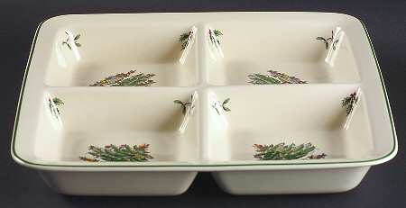 Christmas Tree Divided 4-Part Square Platter