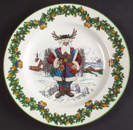 Christmas Tree Santas around the World Plate