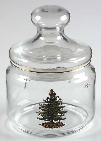 Christmas Tree 3" Glassware Storage Jar & Lid