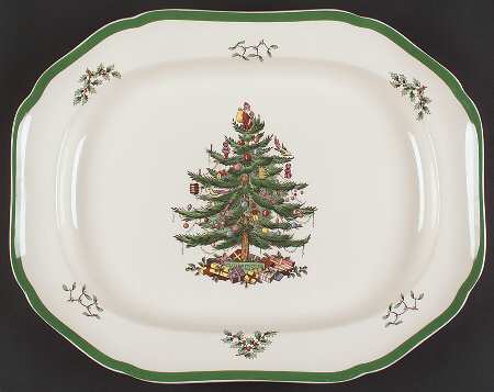 Christmas Tree 16" Oval Serving Platter