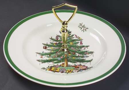 Christmas Tree Round Serving Plate with Handle (DP)