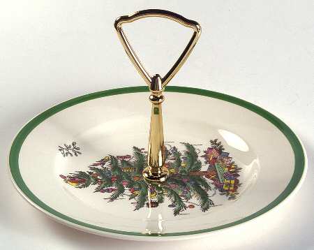 Christmas Tree Round Serving Plate with Handle (SP)