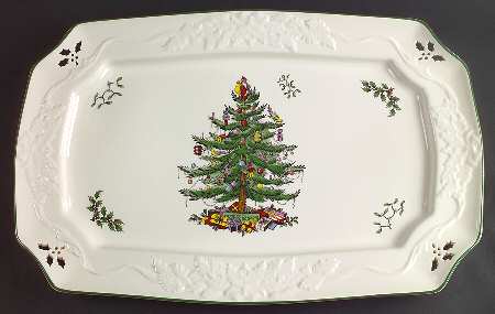 Christmas Tree 18" Pierced Rectangular Serving Platter