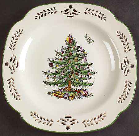 Christmas Tree 9" Pierced Tree Square Plate