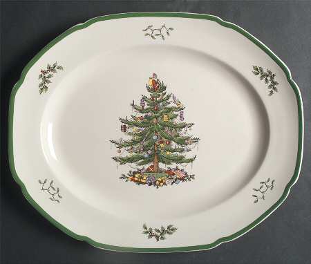 Christmas Tree 16" Oval Serving Platter