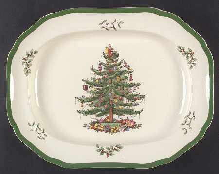 Christmas Tree 14" Oval Serving Platter