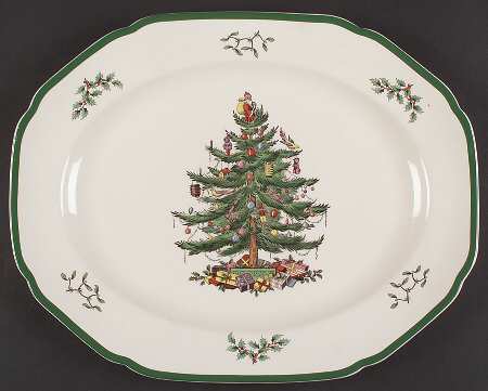 Christmas Tree 14" Oval Serving Platter