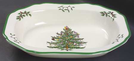 Christmas Tree 11" Oval Vegetable Bowl