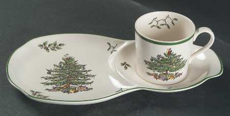 Christmas Tree Tea & Toast Snack Plate & Mug Set