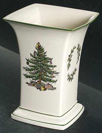 Christmas Tree 8" Square Vase