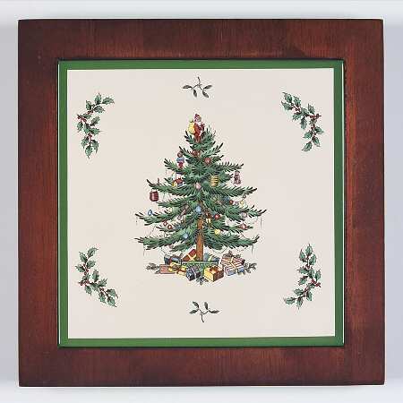 Christmas Tree Wood Frame Trivet