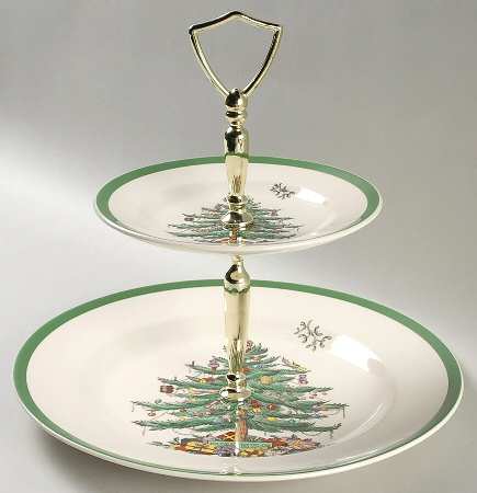Christmas Tree 2 Tiered Serving Tray (Dinner&Bread/Butter Plate)
