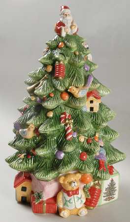 Christmas Tree Figural Cookie Jar & Lid