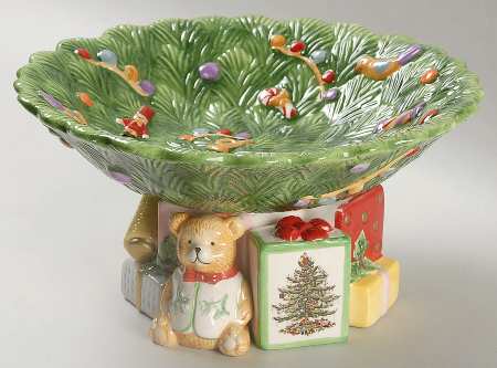 Christmas Tree Sculptured Pedestal Bowl