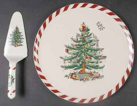 Christmas Tree Cake Plate & Server Set (Boxed)