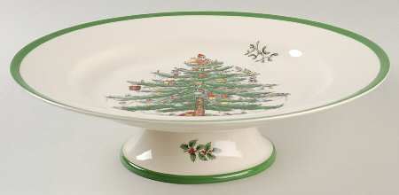 Christmas Tree 10" Diameter Pedestal Cake Stand
