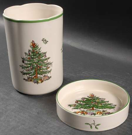 Christmas Tree Wine Cooler and Saucer Set