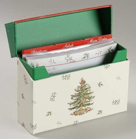 Christmas Tree Recipe Box with 40 Cards