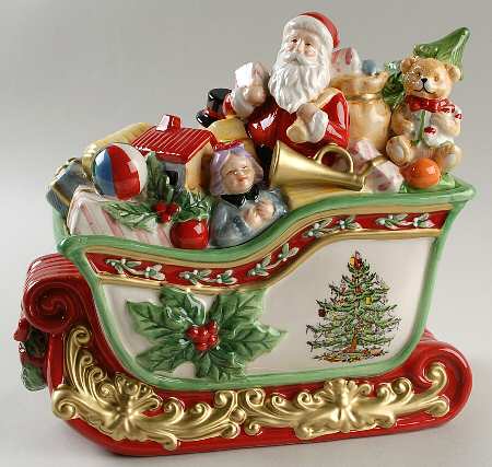 Christmas Tree Figural Cookie Jar & Lid
