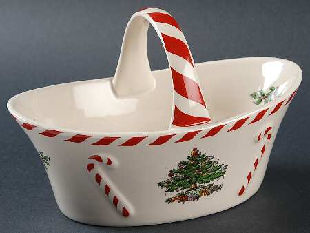 Christmas Tree 6" Handled Basket