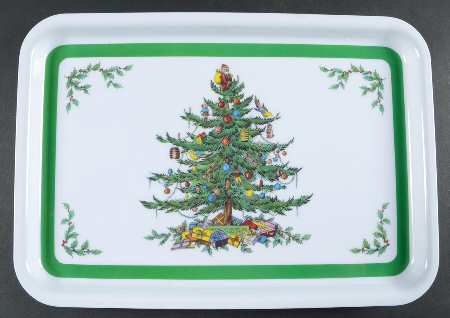 Christmas Tree 17" Rectangular Melamine Tray