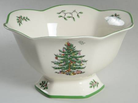 Christmas Tree 8" Hexagonal Footed Bowl